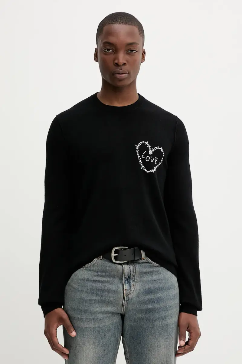 maglione in lana uomo colore nero KMSW01793