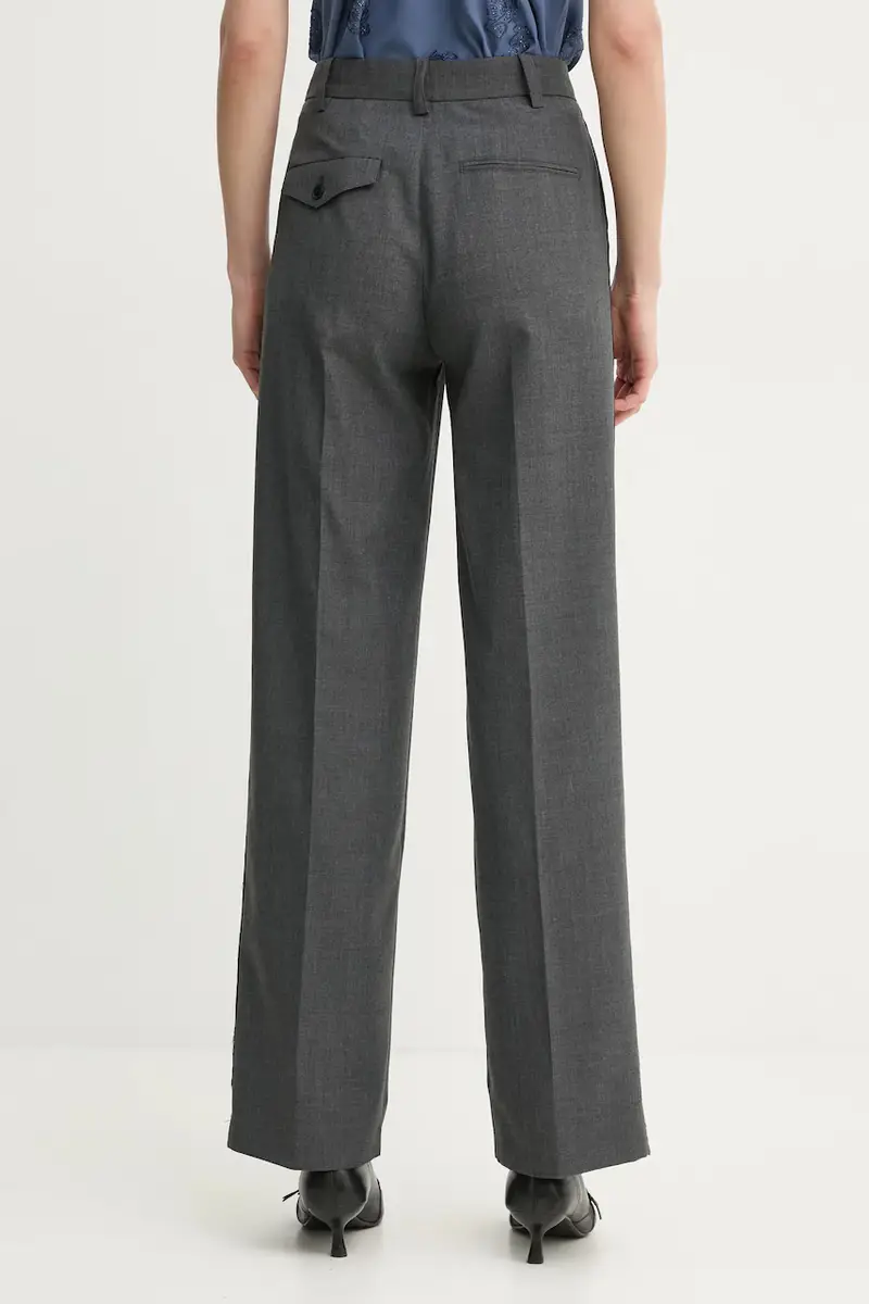 pantaloni in misto lana donna colore grigio WWPA01845 miniatura 3