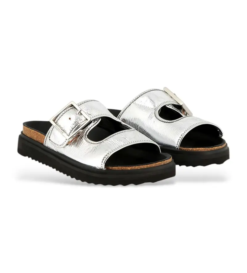 per ragazza X60281 Sandali in pelle con cinturini argento (30), Basso, Nessuno, Casual, moda per bambini