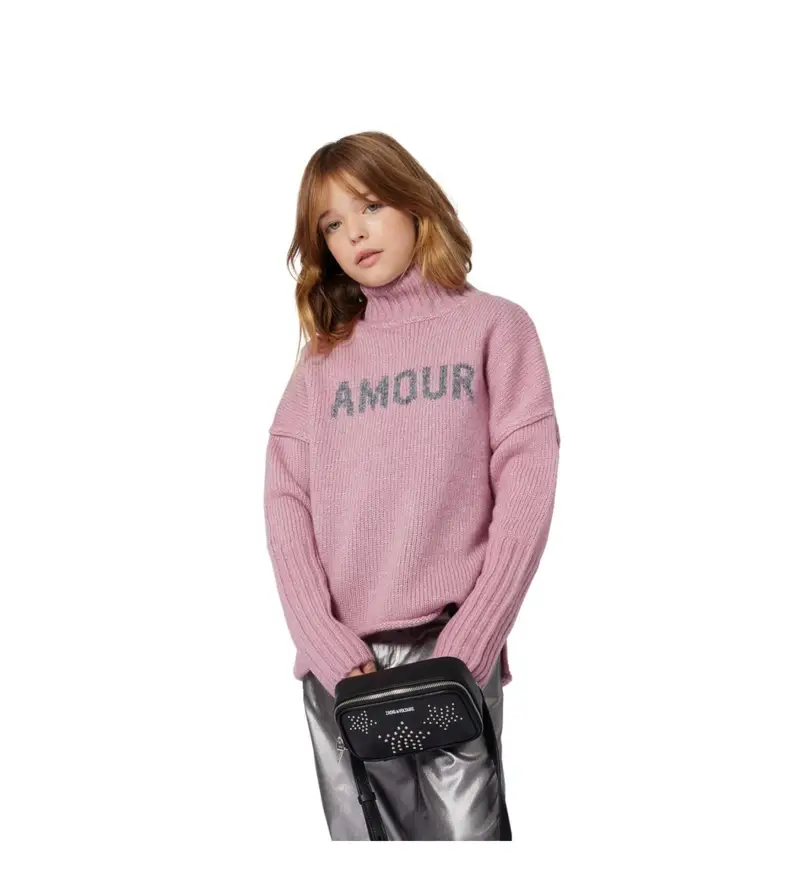 per ragazza X60429 Maglione Amour rosa (12Años= 150cm), Casual, Cotone, moda per bambini