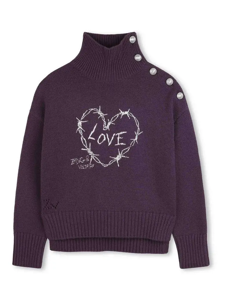 Pull Con Ricamo Viola