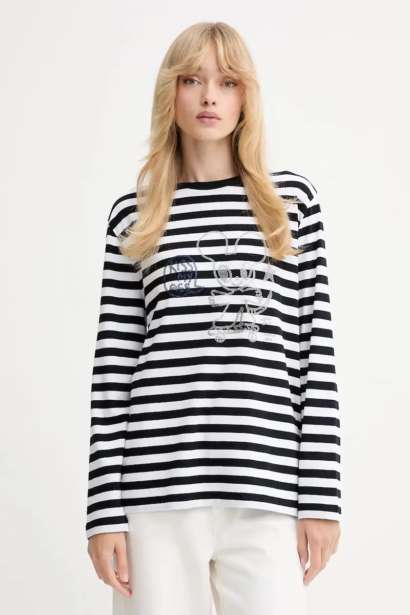 top a maniche lunghe in cotone colore nero JWTS02839