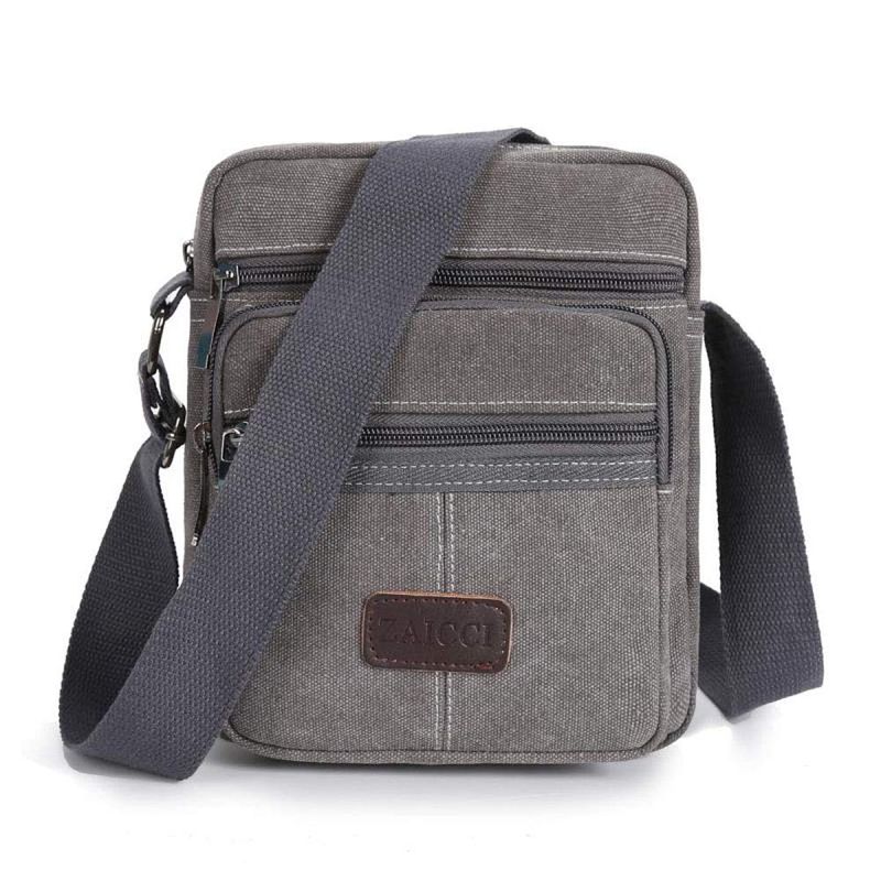 ZAICCI Borsa Uomo Tracolla Tela Grigio