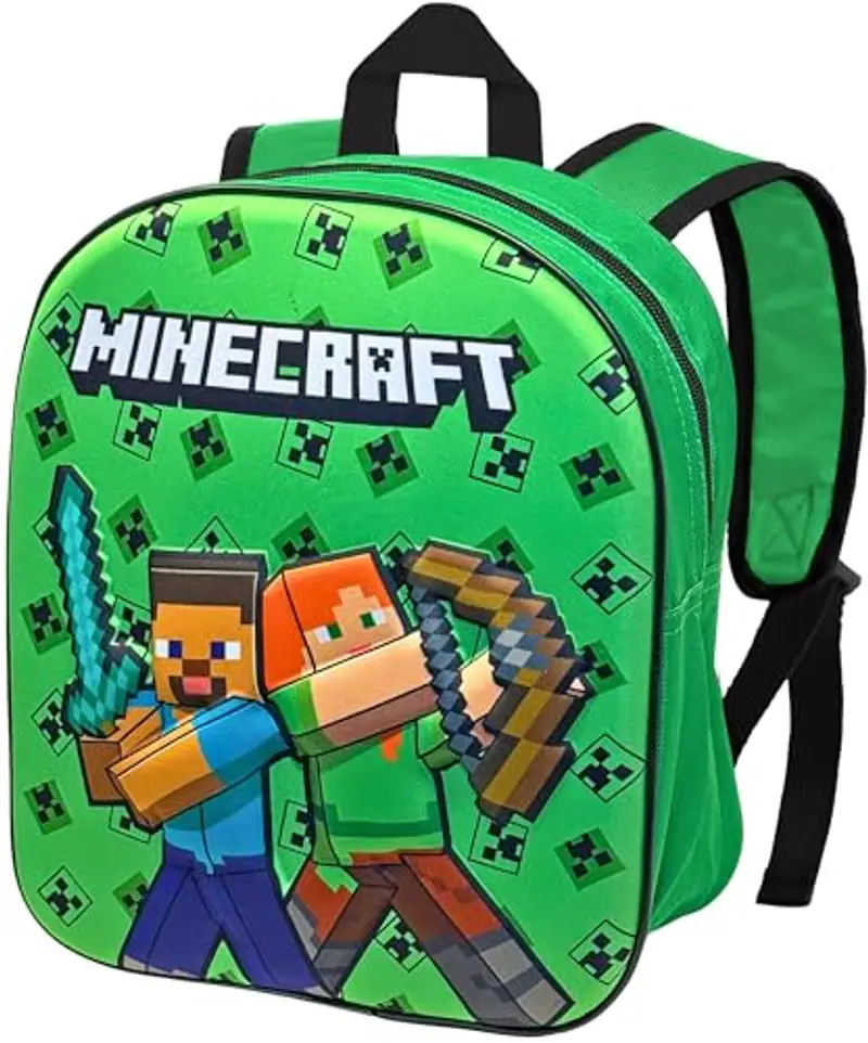 Zainetto 3D Asilo Bambini Per Minecraft Fan – Zaino Tempo Libero Bambino e Bambina – Scuola Materna, 31 Centimetri,