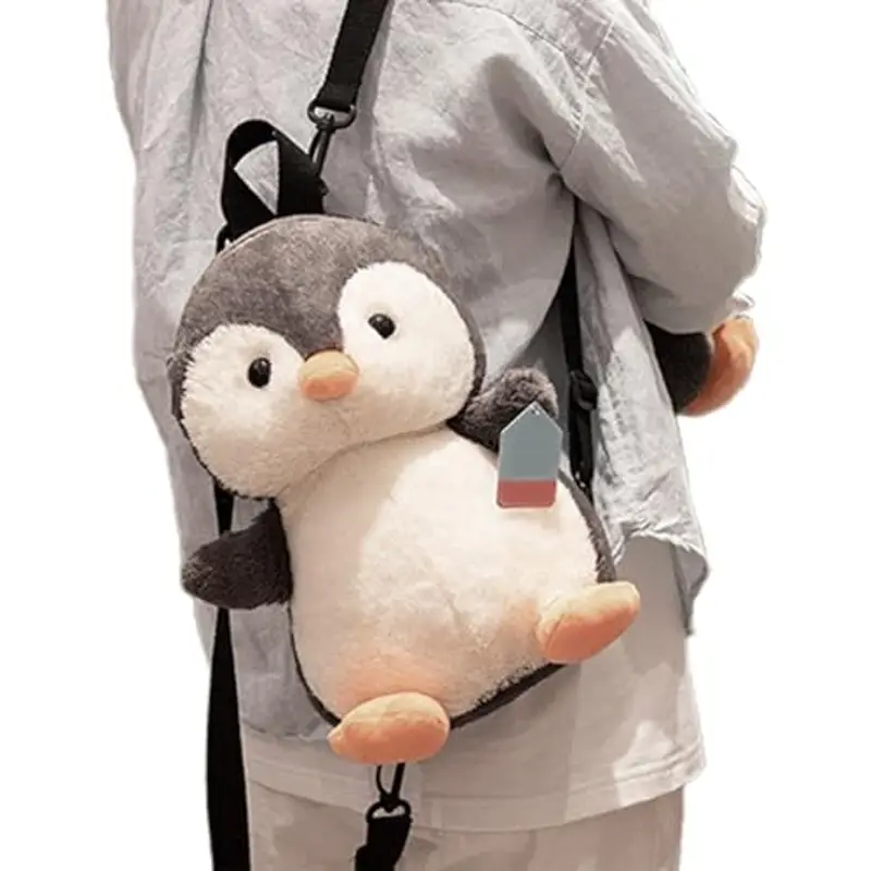 zaino a forma di - Pluscia zaino per pinguini - Pimbolo di peluche di peluini di peluche di peluche - Decorazione a tema Oceanarium cuscino da tiro abbraccio per gita, breve viaggio miniatura 2