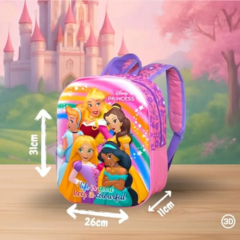 Zaino Asilo 3D 31×26×11?cm – Zainetto per Bambina – Per Principesse Disney Fan – Poliestere Resistente – Spallacci miniatura 2