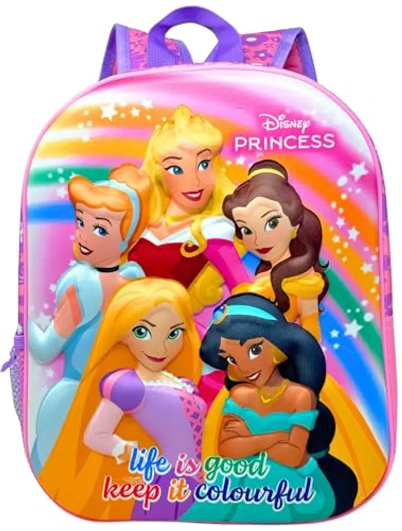 Zaino Asilo 3D 31×26×11?cm – Zainetto per Bambina – Per Principesse Disney Fan – Poliestere Resistente – Spallacci miniatura 3