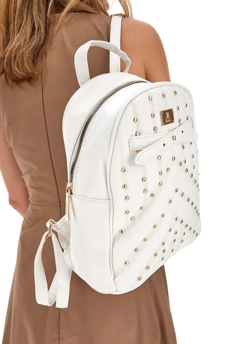 Zaino Bianco Con Borchie Oro Lancetti Clash 260-3 miniatura 2