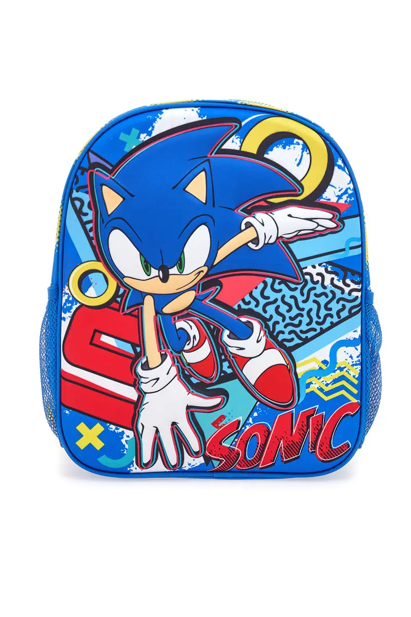 Zaino blu con stampa in rilievo Sonic