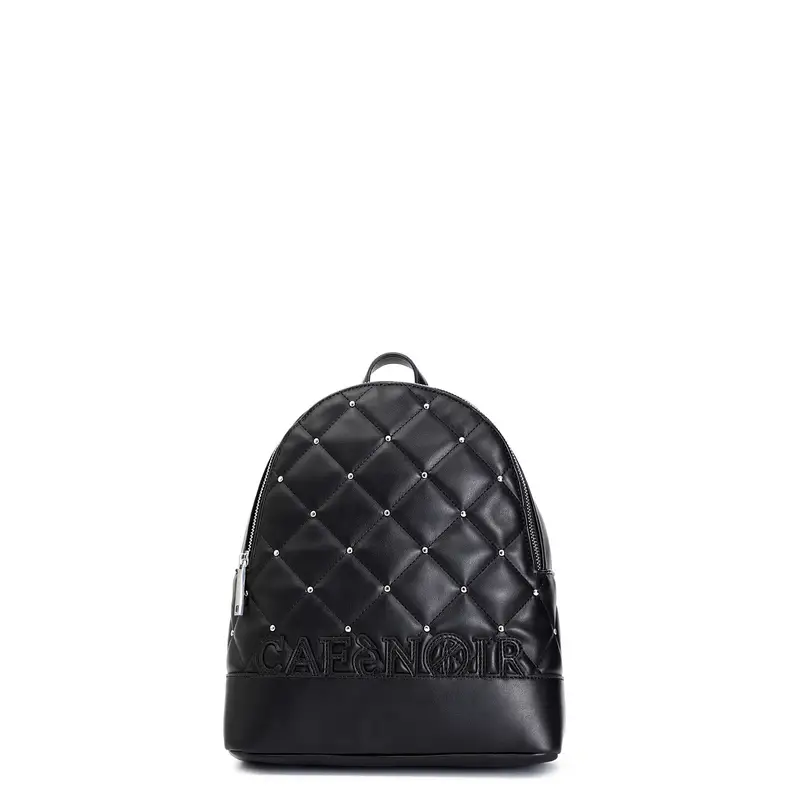 zaino con logo applicato, trapunta e rivetti nero taglia unica