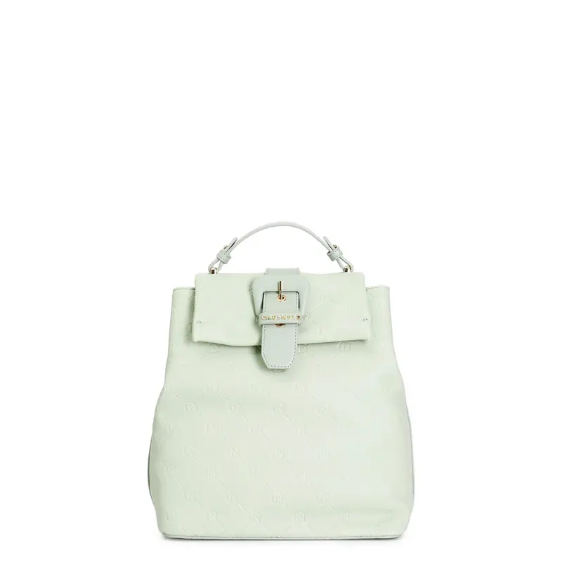 zaino con pattina con stampa monogram embossed verde