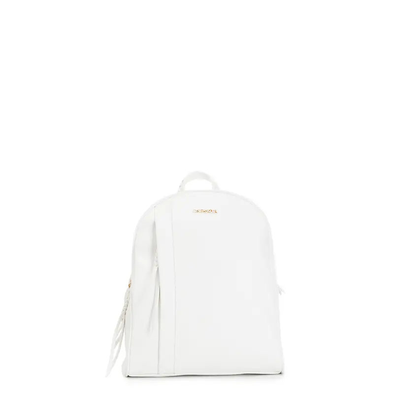 zaino con tasca e zip, manico con infilatura bianco taglia unica