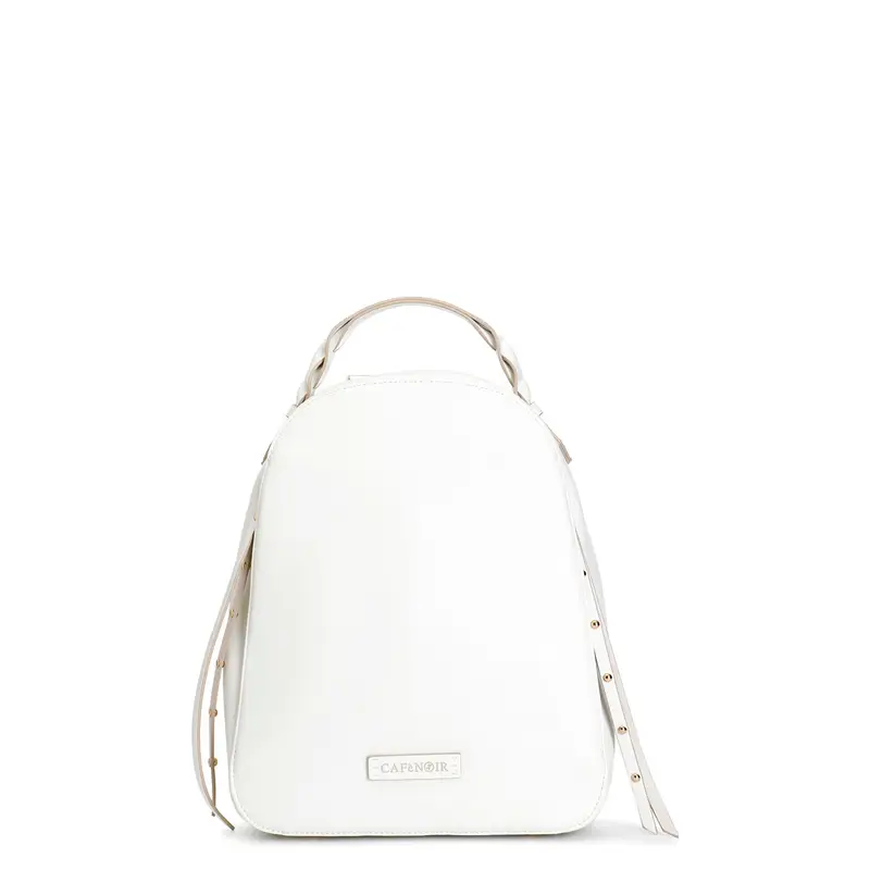 zaino con tasche laterali con manico intrecciati panna taglia unica