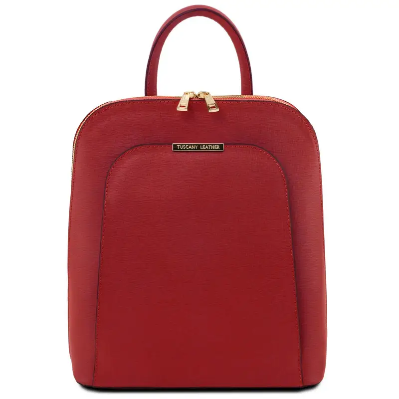 Zaino da donna in pelle Saffiano Rosso