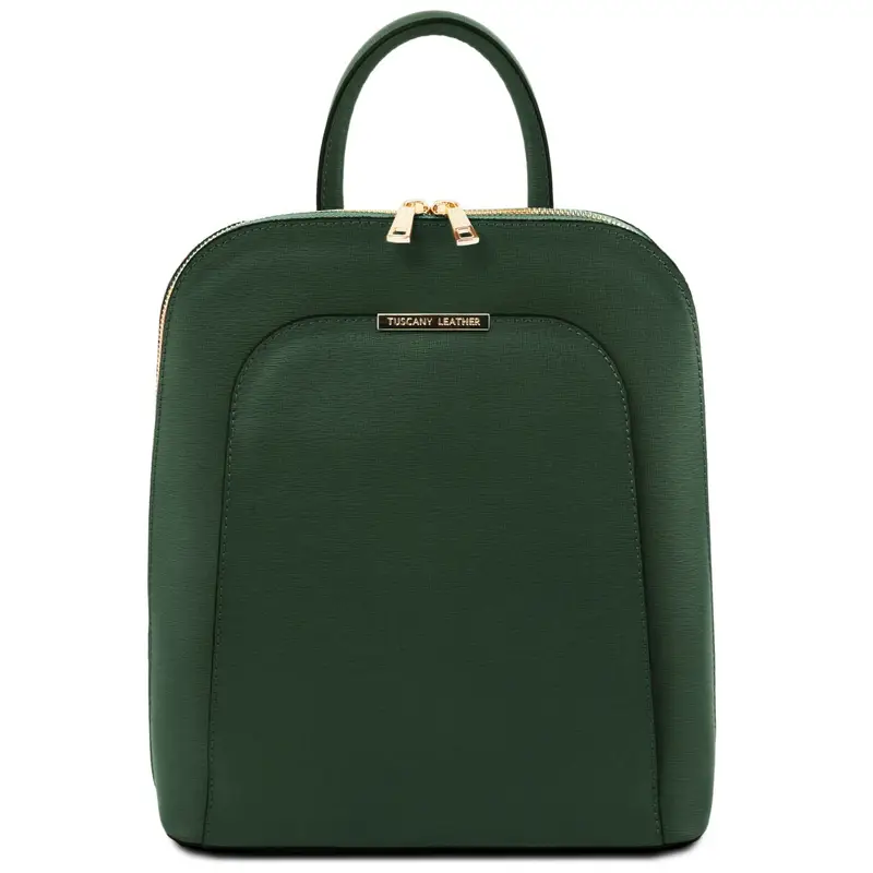 Zaino da donna in pelle Saffiano Verde Foresta