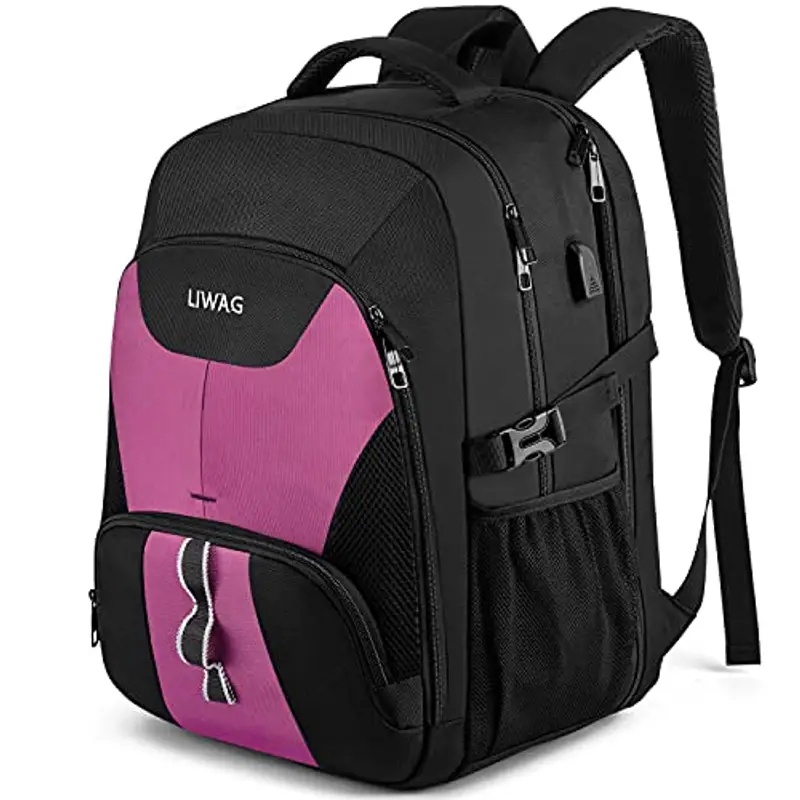 Zaino Donna 17 Pollici Grande 50L Impermeabile Porta PC Lavoro Antifurto Laptop Computer Notebook Borse con Caricatore USB per Viaggio Ufficio Scuola Regalo - Viola