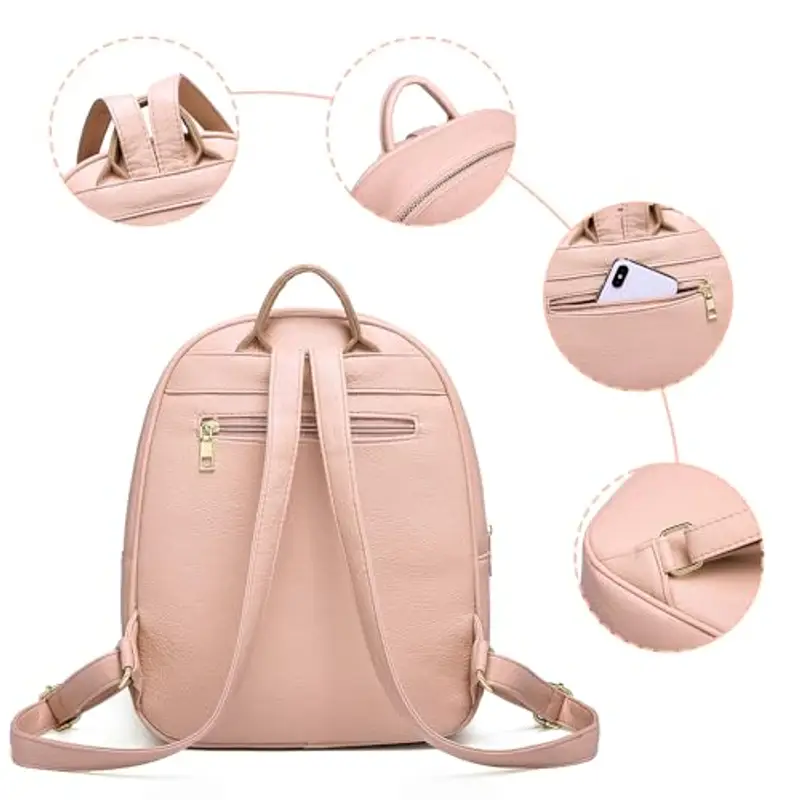 Zaino Donna, Myhozee Borsa Zaino Donna Pelle PU Zainetto impermeabile Casual Nero Zaini Casual Daypack Backpack per miniatura 3