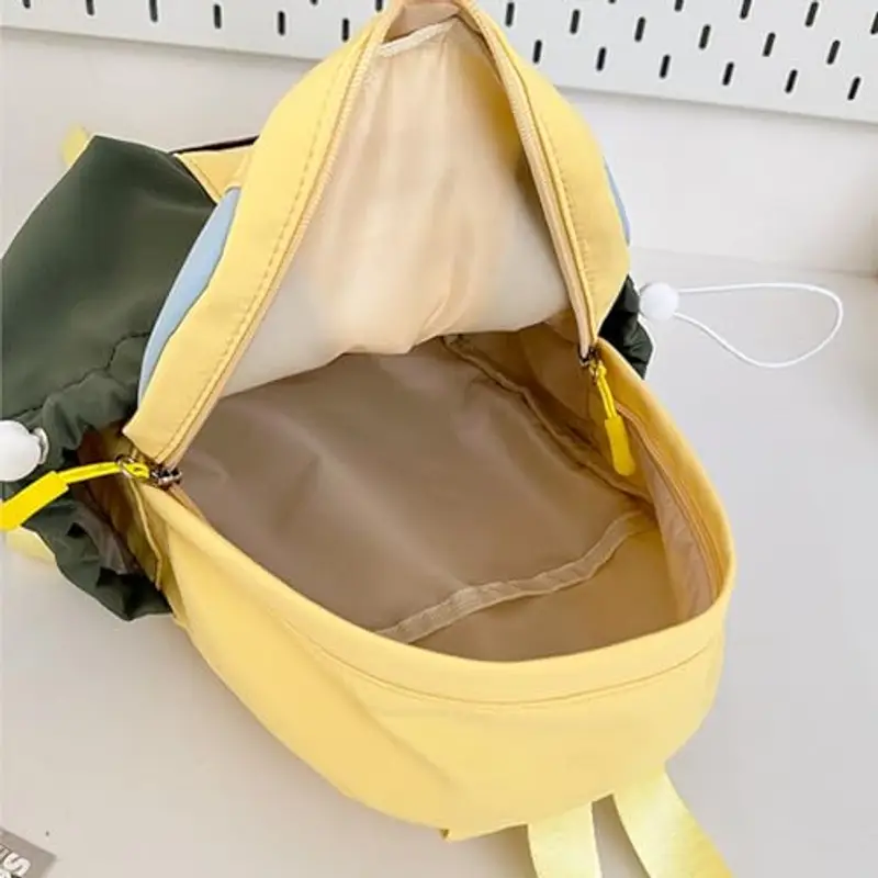 Zaino in nylon per bambini, grande capacità, leggero, per ragazzi e ragazze, grazioso zaino per asilo e studenti elementari, Giallo, Taglia unica miniatura 3