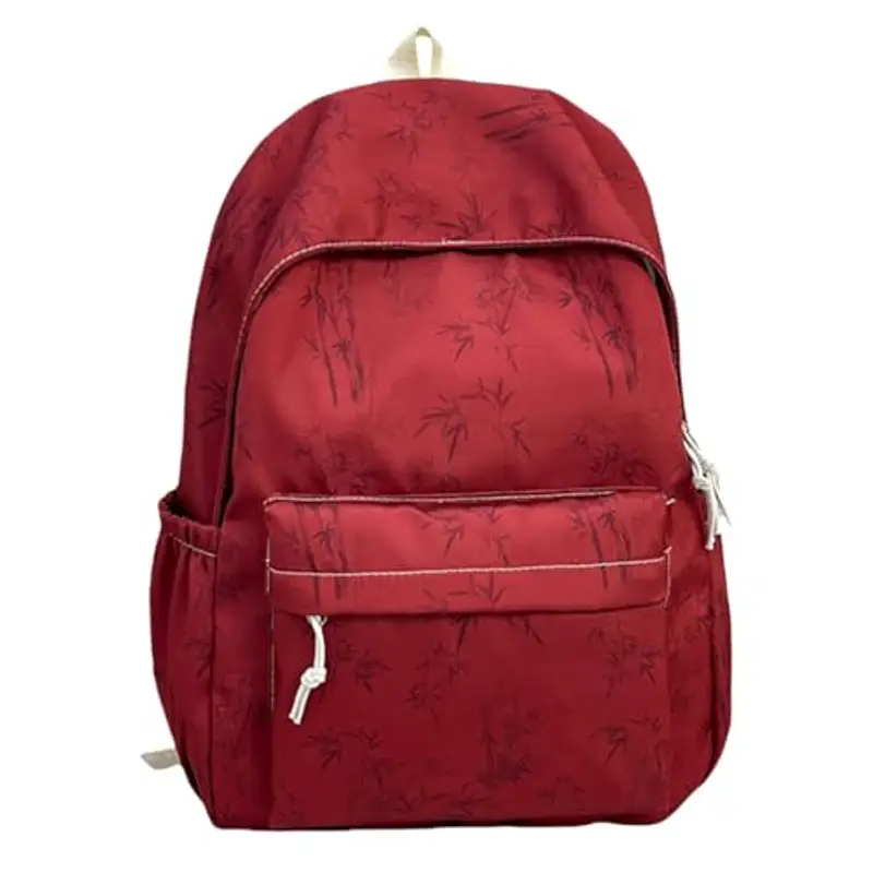 Zaino in nylon per ragazzi e ragazze, zaino per la scuola elementare e secondaria, zaino da scuola per attività all'aperto, viaggi, escursionismo, campeggio, Rosso, Taglia unica