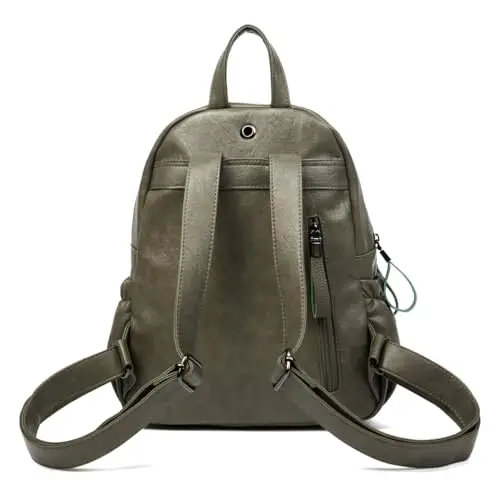 Zaino in Pelle di Donna Borsetta Scuola Casual Zainetto Elegante Backpack Vintage Moda per Lavoro College e Viaggio miniatura 3