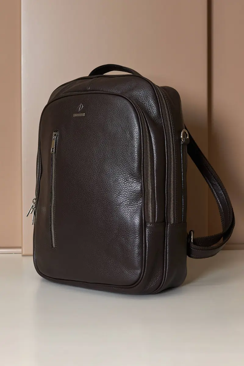 Zaino in pelle di vitello testa di moro stampa dollaro D'Arienzo, Seleziona Taglia Unica, Colore Marrone