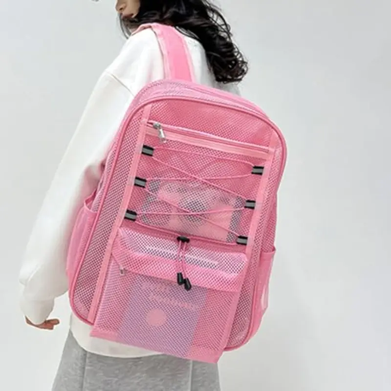 Zaino in rete traspirante per scuola, zaino per computer portatile per studenti delle scuole secondarie e superiori, zaino per scuola comfort Airflow con custodia imbottita per laptop, rosa, Taglia miniatura 3