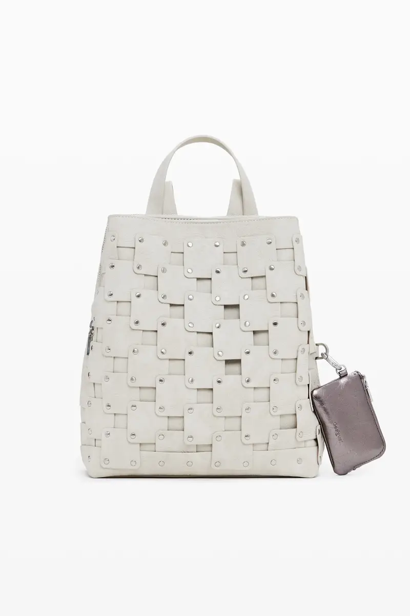 Zaino medio effetto pelle con patch