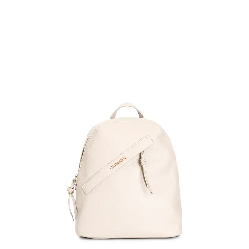 zaino morbido in ecopelle con tasca frontale e tiralampo con nodo sabbia