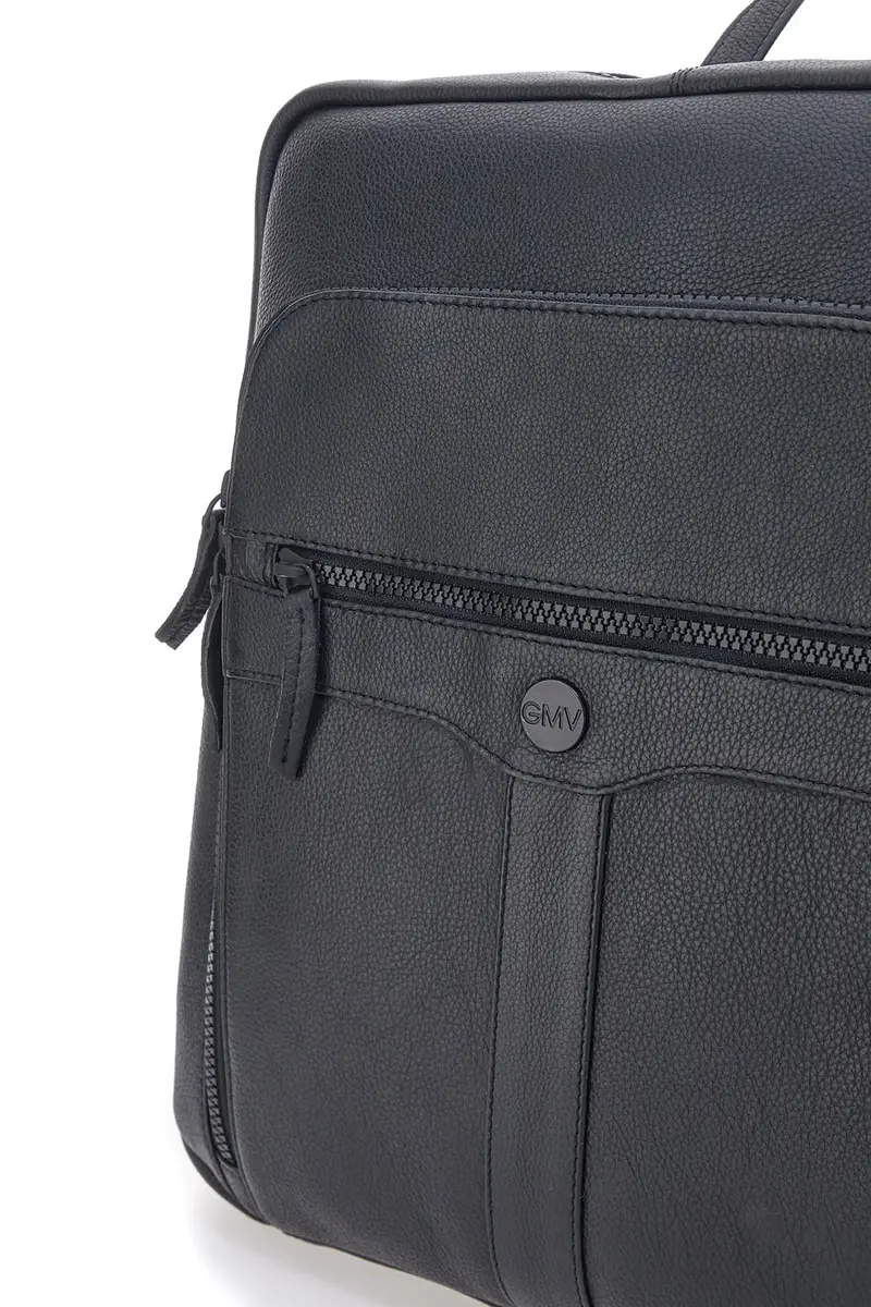 Zaino Nero in Pelle con Tasca Porta Computer GIANMARCO VENTURI CLASS BUSINESS miniatura 2