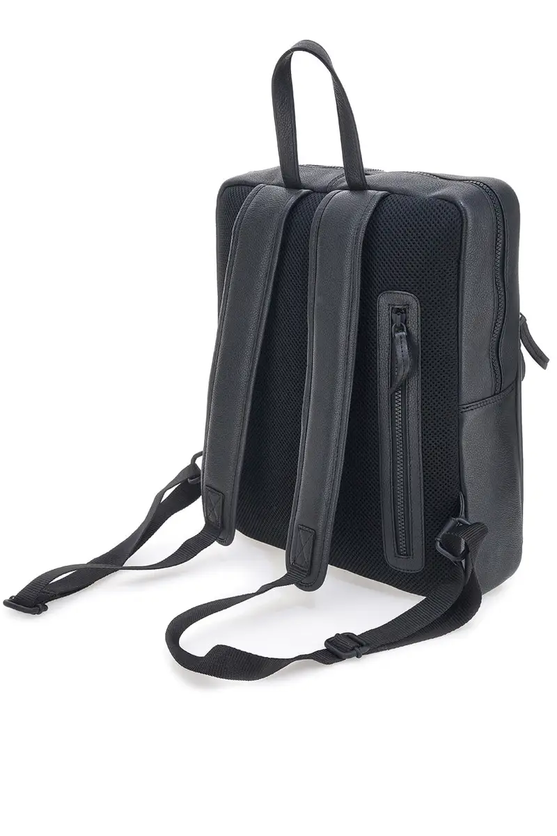 Zaino Nero in Pelle con Tasca Porta Computer GIANMARCO VENTURI CLASS BUSINESS miniatura 3