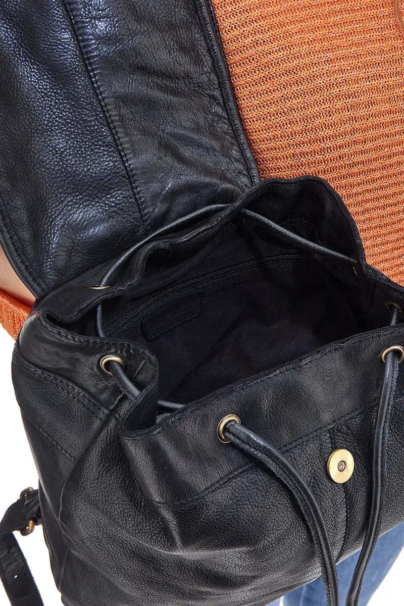 Zaino Nero in Vera Pelle con Trama Intrecciata ROUTE 66 61793/OLDR miniatura 2