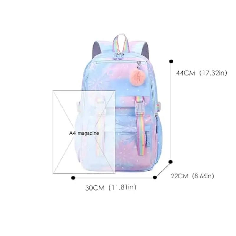 Zaino per la scuola con Stitch, grazioso e resistente, per bambine e ragazze, ideale per bambine di 10 anni, Blu-B miniatura 2