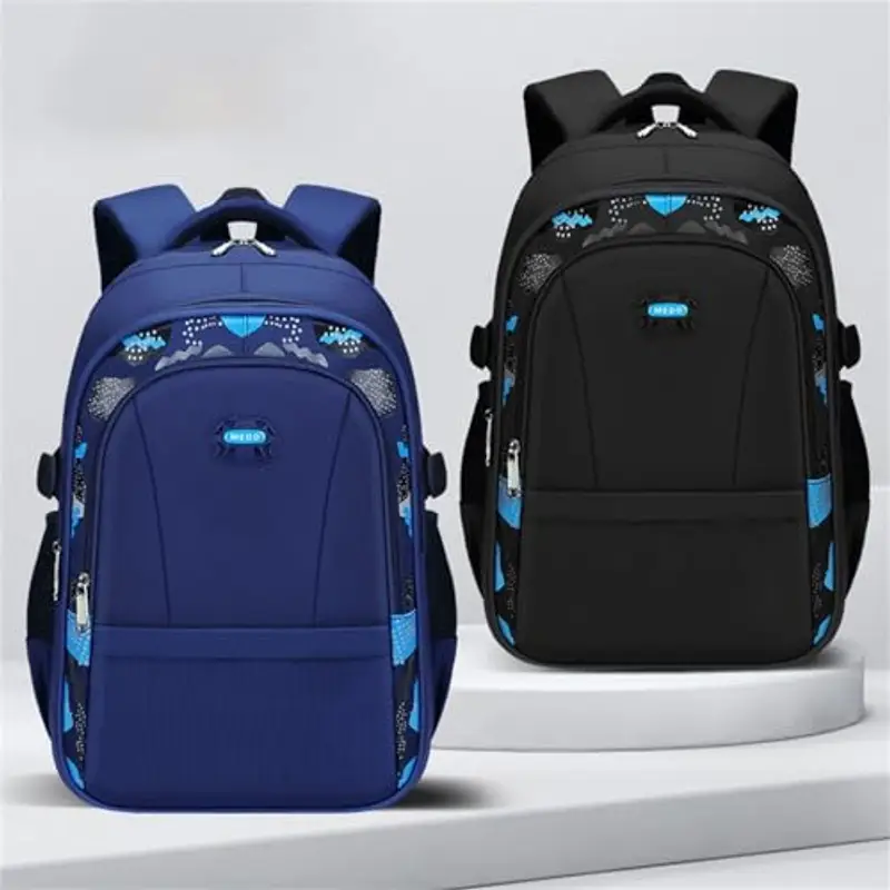 Zaino per la scuola per bambini, resistente all'acqua, con scomparti multipli, per ragazzi e ragazze, zaino per la scuola primaria e secondaria, Nero, Taglia unica miniatura 3