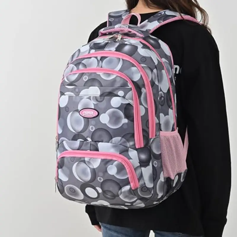 Zaino per la scuola per bambini, resistente all'acqua, leggero, multistrato, per ragazzi e ragazze, borsa da viaggio alla moda per studenti della scuola primaria e secondaria, Grigio, 50 miniatura 3