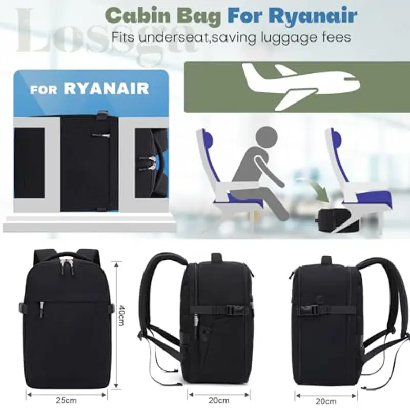 Lossga Zaino da viaggio Nero 1918227 miniatura 3