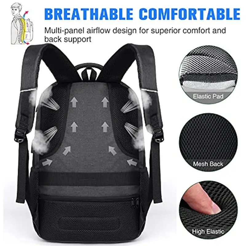 Zaino per scuola e laptop, per ragazzi, ragazze, adolescenti, uomini e donne, da giorno e per lavoro, zaino con USB miniatura 2