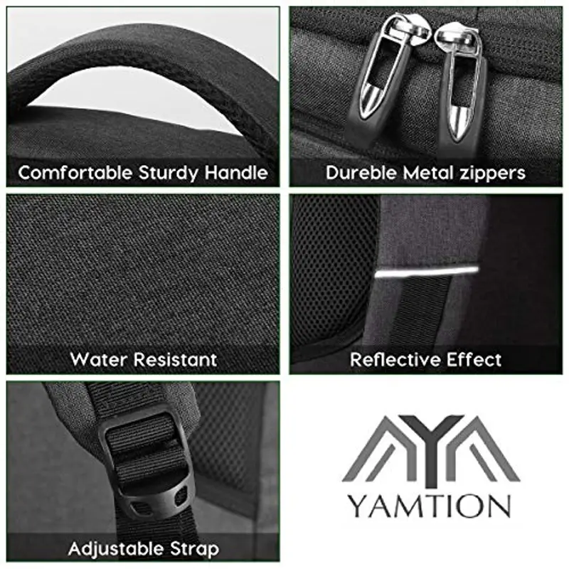 Zaino per scuola e laptop, per ragazzi, ragazze, adolescenti, uomini e donne, da giorno e per lavoro, zaino con USB miniatura 3