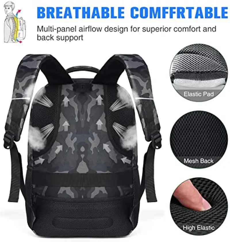 Zaino per scuola e laptop, per ragazzi, ragazze, adolescenti, uomini e donne, da giorno e per lavoro, zaino con USB miniatura 3