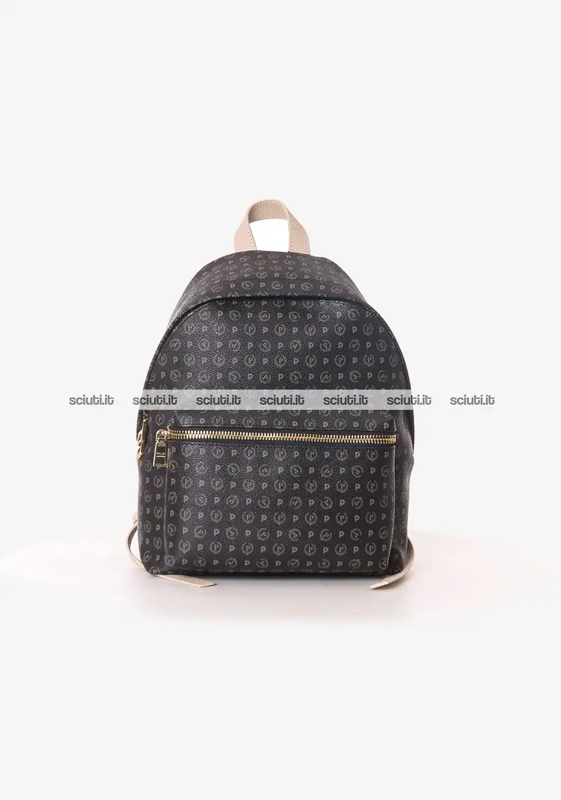 Zaino Pollini Heritage donna nero dettagli bianco avorio