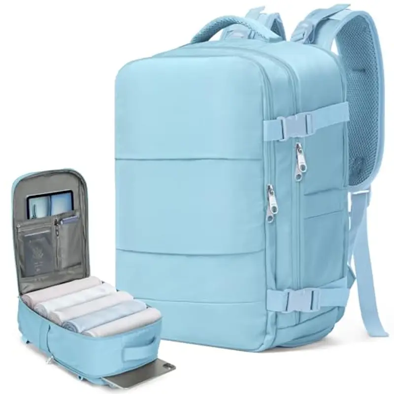 Zaino Ryanair 40x20x25 Zaino da Vaggio bagaglio a mano ryanair 12 Tasche zaino sottovuoto viaggio con Borsa Scarpe Separata per Donne e Uomini Bagaglio a mano, 20L (Blu, 40x20x25)