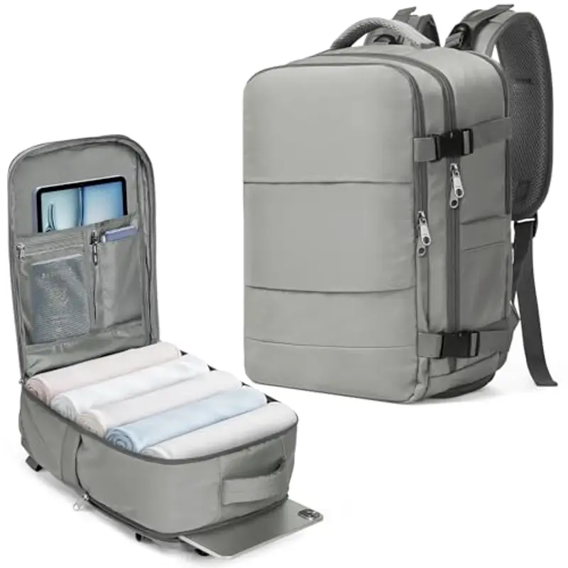 Zaino Ryanair 40x20x25 Zaino da Vaggio bagaglio a mano ryanair 12 Tasche zaino sottovuoto viaggio con Borsa Scarpe Separata per Donne e Uomini Bagaglio a mano, 20L (Grigio, 40x20x25)