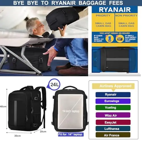 PUSLOM Zaino da viaggio Uomo Nero 3508677 miniatura 2