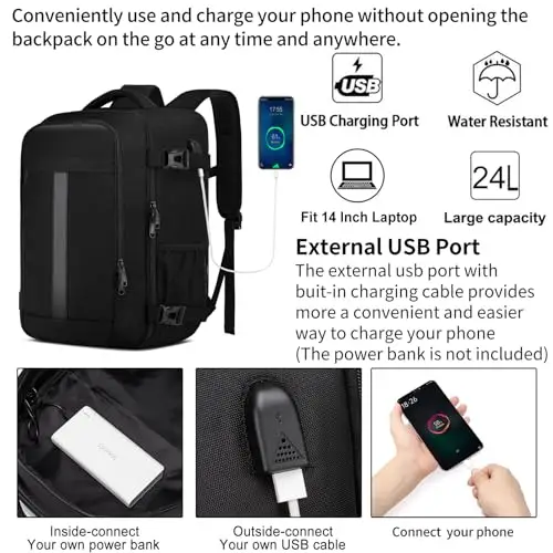 PUSLOM Zaino da viaggio Uomo Nero 3508677 miniatura 3