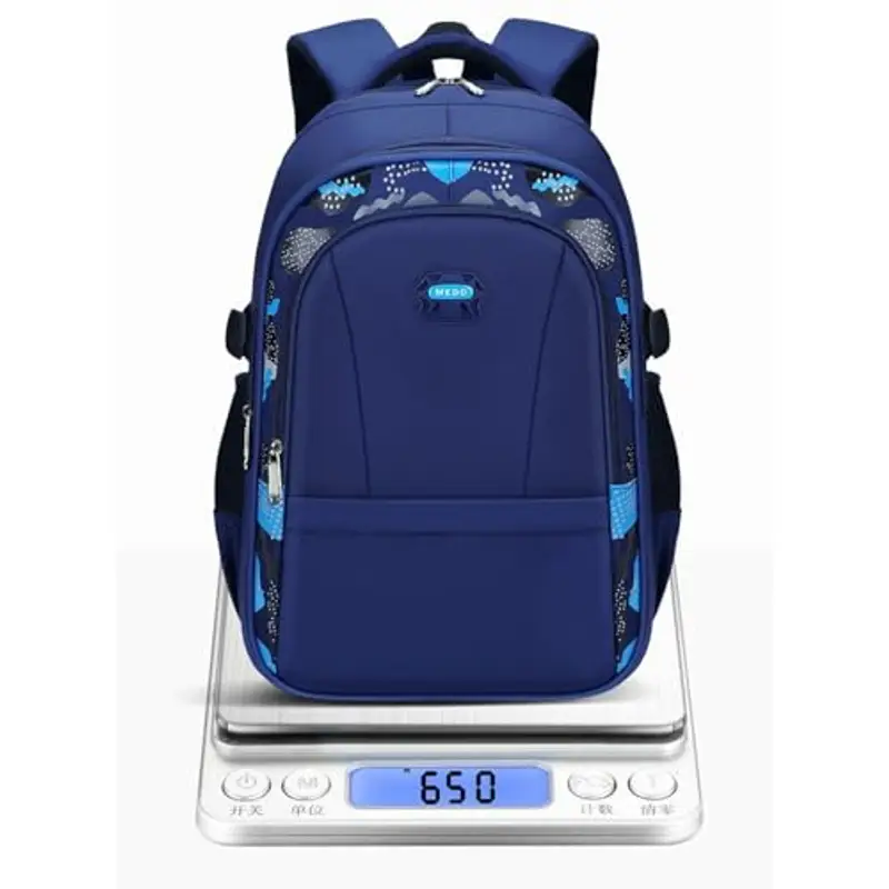 Zaino scolastico con tasche multiple, resistente all'acqua, zaino per scuola per alte e università, zaino leggero e durevole, Blu, Taglia unica miniatura 3