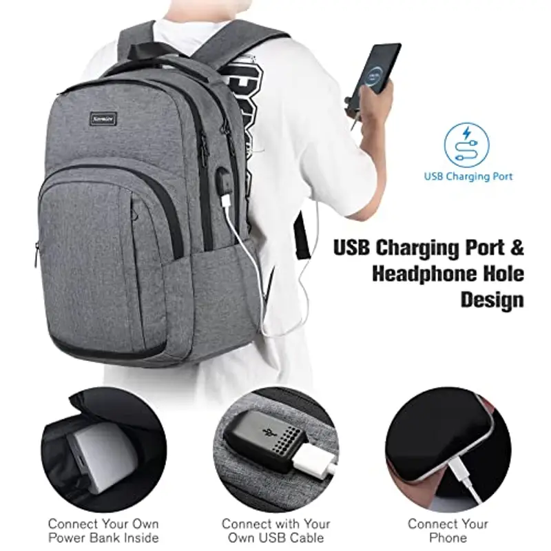 YIORMIOR Zaino scuola Uomo Grigio 1601014 miniatura 2