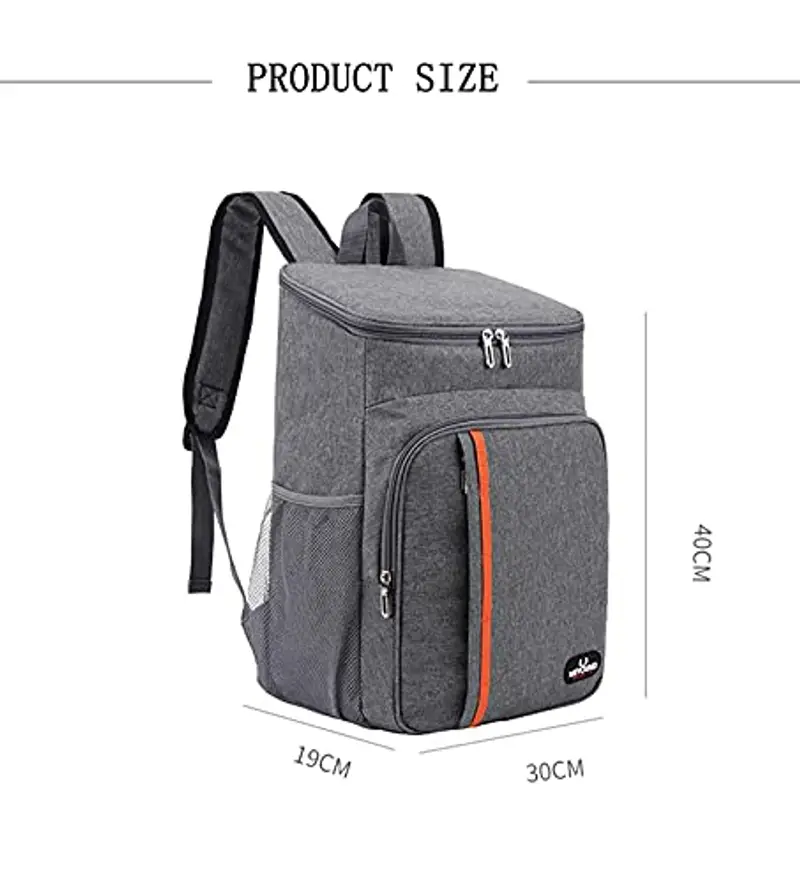 Zaino Termico Frigo 22L, Borsa Termica Porta Pranzo, Borsa Frigo Isoterma Impermeabile O cibi e Bevande Refrigerati per Picnic Escursionismo Campeggio Barbecue Campeggio Eventi Sportivi(Grigio) miniatura 3