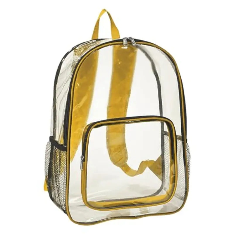 Zaino trasparente per le scuole medie superiori, zaino trasparente in PVC resistente per eventi allo stadio, Giallo, Taglia unica