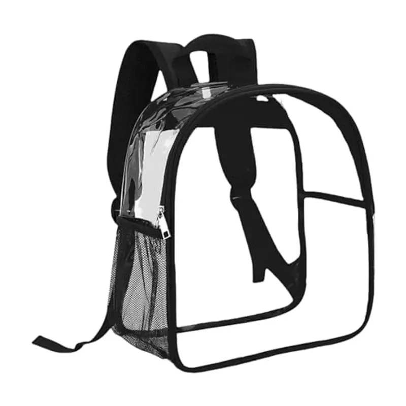 Zaino trasparente resistente, per libri scolastici, trasparente, per ragazzi e ragazze (nero, taglia unica)
