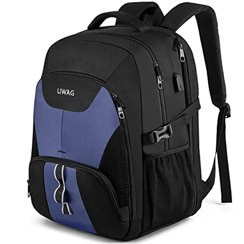Zaino Uomo 17 Pollici Grande 50L Impermeabile Zaino Porta PC Lavoro Antifurto Zaino Laptop Computer Notebook Borse Zaini per PC Portatili con Caricatore USB per Viaggio Ufficio Scuola Regalo - Blu