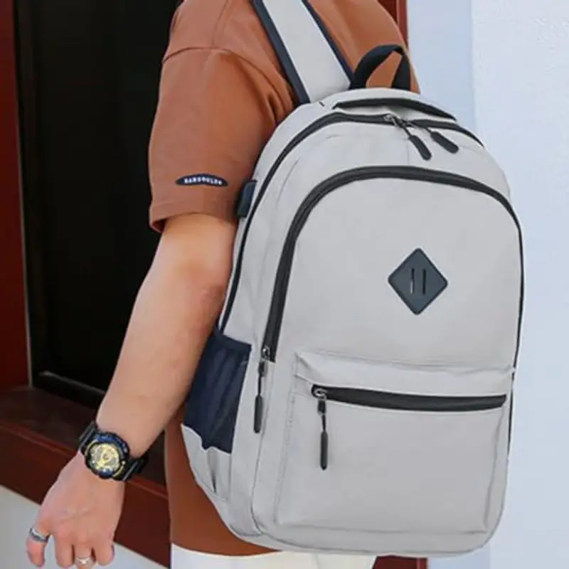 Zaino uomo donna zaino lavoro grande capacità zaino pc portatile 15 6 pollici impermeabile per scuola università viaggio business multifunzione coppia elegante per pendolari (Grey, 30x18x45cm) miniatura 2